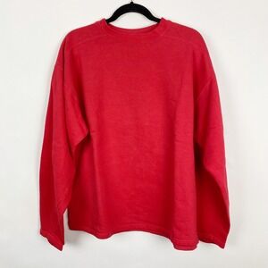 Authentic Pigment Red Crewneck Sweatshirt Large Ringspun Cotton Pigment Dyed
